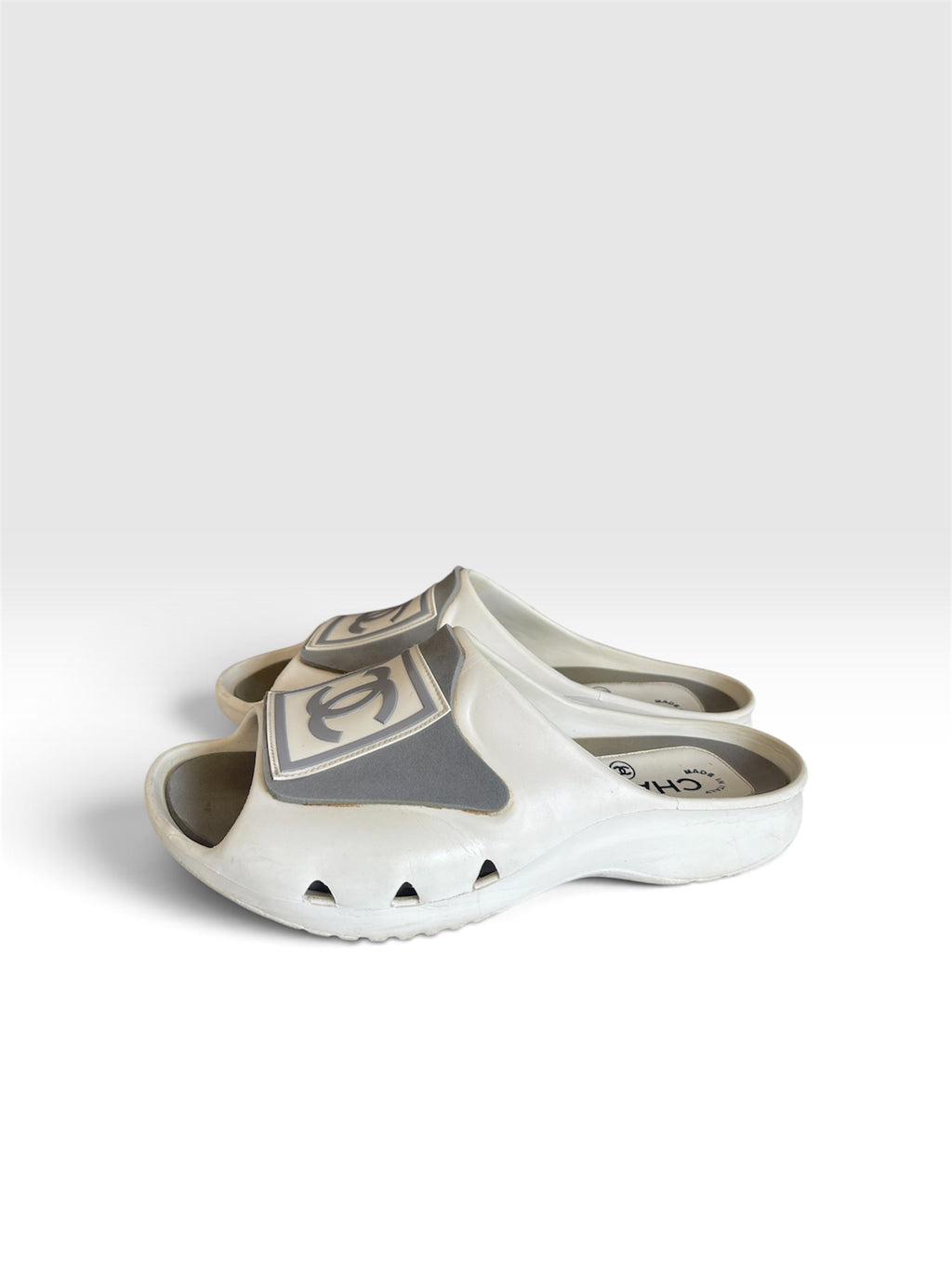 Chanel Vintage Early 2000s Sport Line CC Logo Mule Sandals - Size EU 37