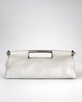 Vintage Prada Vitello Daino Steel Handle Clutch White - SS2003 Archive