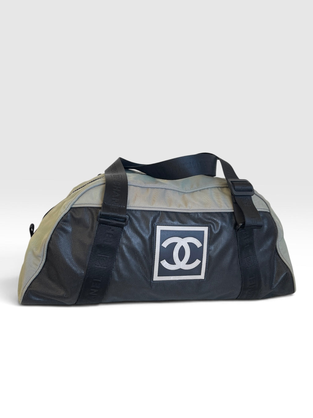 Vintage Chanel Sport Line Duffle Bag Grey Black - Early 2000s Archive