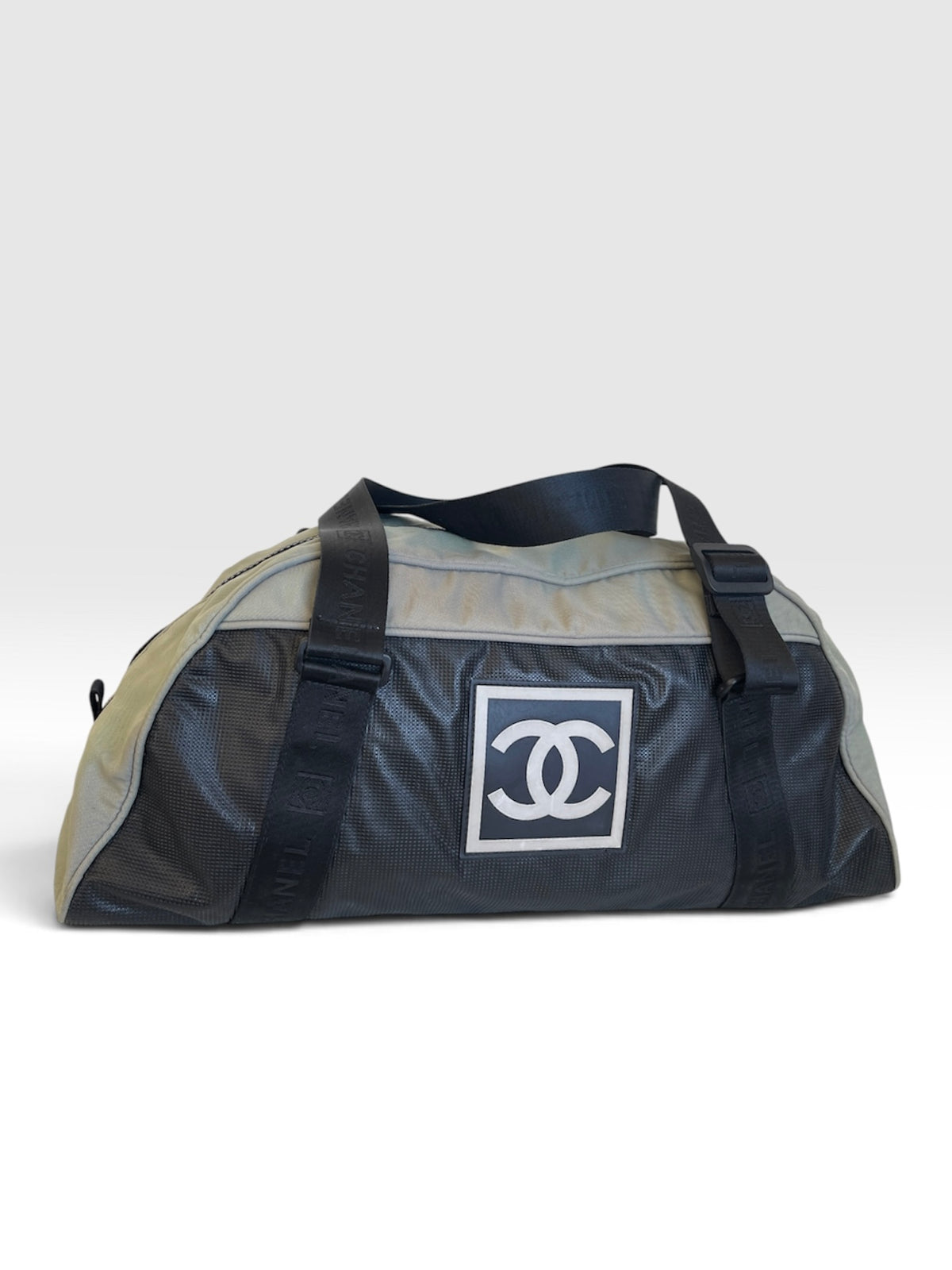 Vintage Chanel Sport Line Duffle Bag Grey Black - Early 2000s Archive