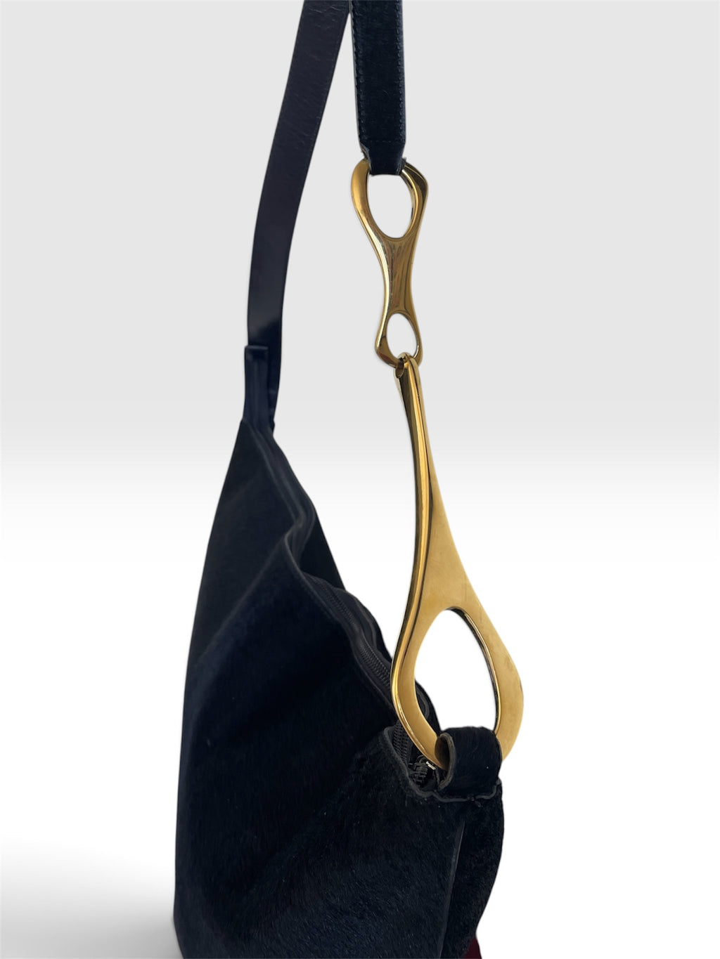 Vintage Gucci Tom Ford era FW 2006 runway Horsebit pony hair Crossbody Bag Jumbo