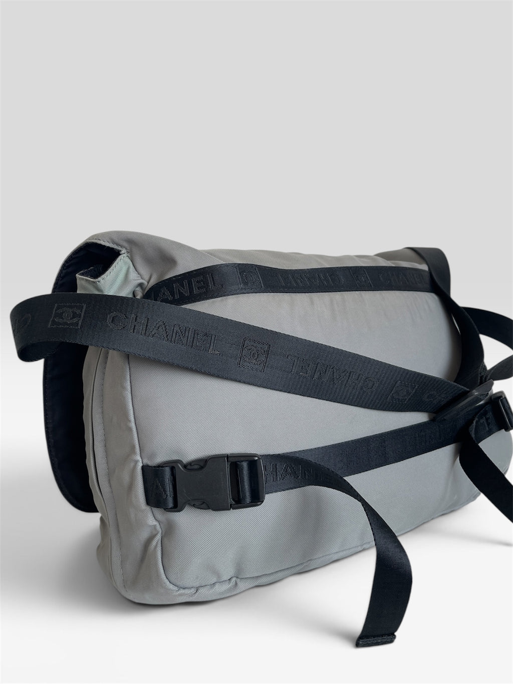 Vintage Chanel Sport Line Messenger Bag Grey Black - Early 2000s Archive