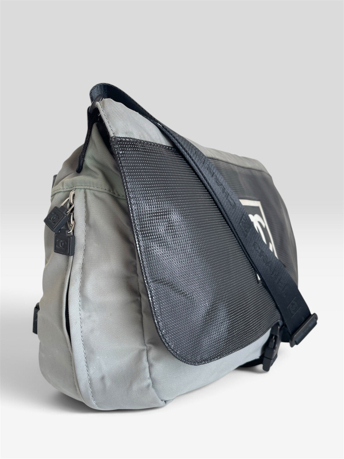 Vintage Chanel Sport Line Messenger Bag Grey Black - Early 2000s Archive
