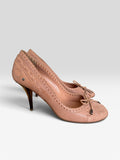 Dior Heels SS2006 Runway by John Galliano Runway Bow Logo Leather Beige Heels