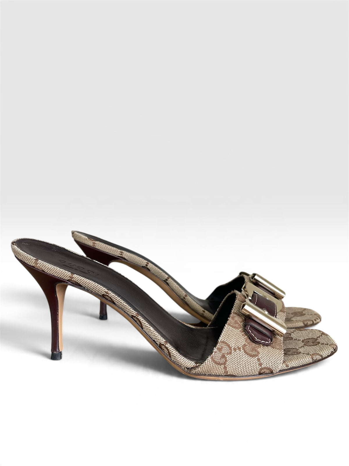 Vintage Gucci Tom Ford Era GG Monogram Canvas Stiletto Mules EU38.5